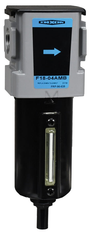 F18-02MMB Wilkerson by Dixon Valve | F18-Series | Compact Airline Filter | 1/4" Size | 50 SCFM | Manual Drain | 1.72 oz. Metal Bowl with Sight Glass
