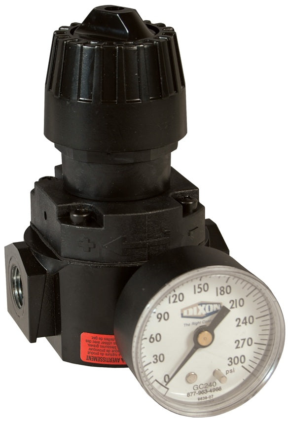 R16-02RG Wilkerson by Dixon Valve | R16-Series | Compact Regulator | 1/4" Size | 71.5 SCFM | with Gauge | 0-125 PSI Adjusting Range