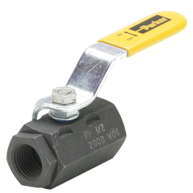V500CS-8 by Parker | Ball Valves | 1/2" Female Pipe Thread | 1-1/4" Hex (B) | 1-1/16" Hex (C) | 5.03" Length | Straight | Carbon Steel