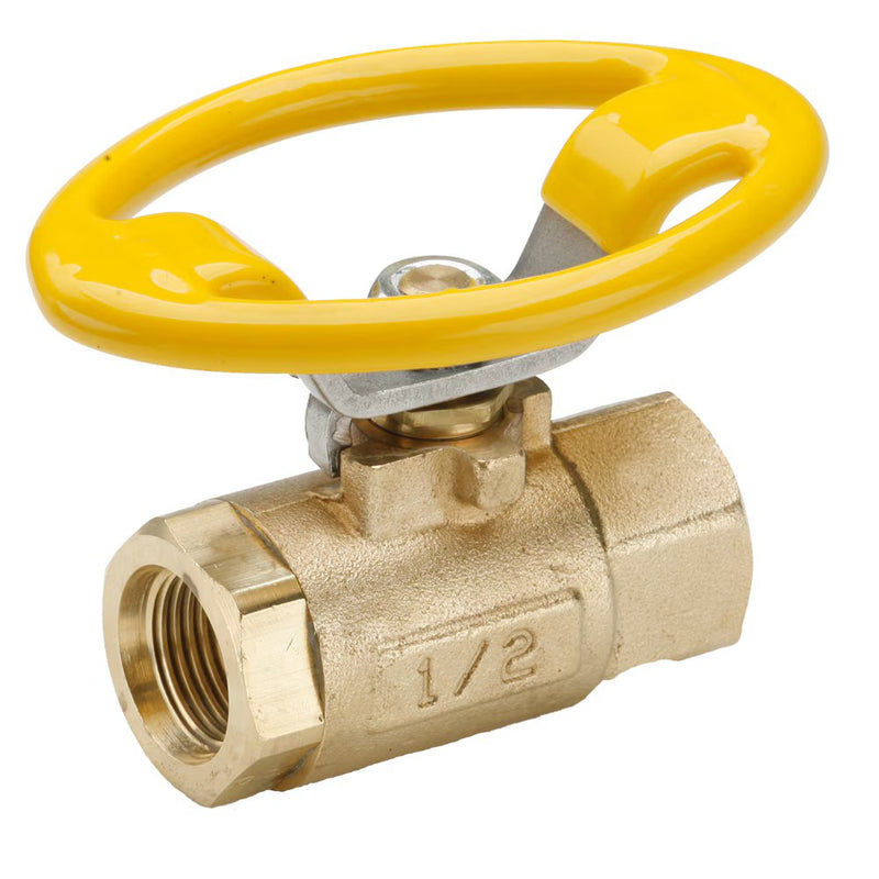 V500P-12-21 by Parker | Ball Valves | 3/4" Female PTF Pipe Thread | 1-1/4" Hex (B) | 1-5/16" (C) | 3.48" Length | Straight | Brass | Pack of 10