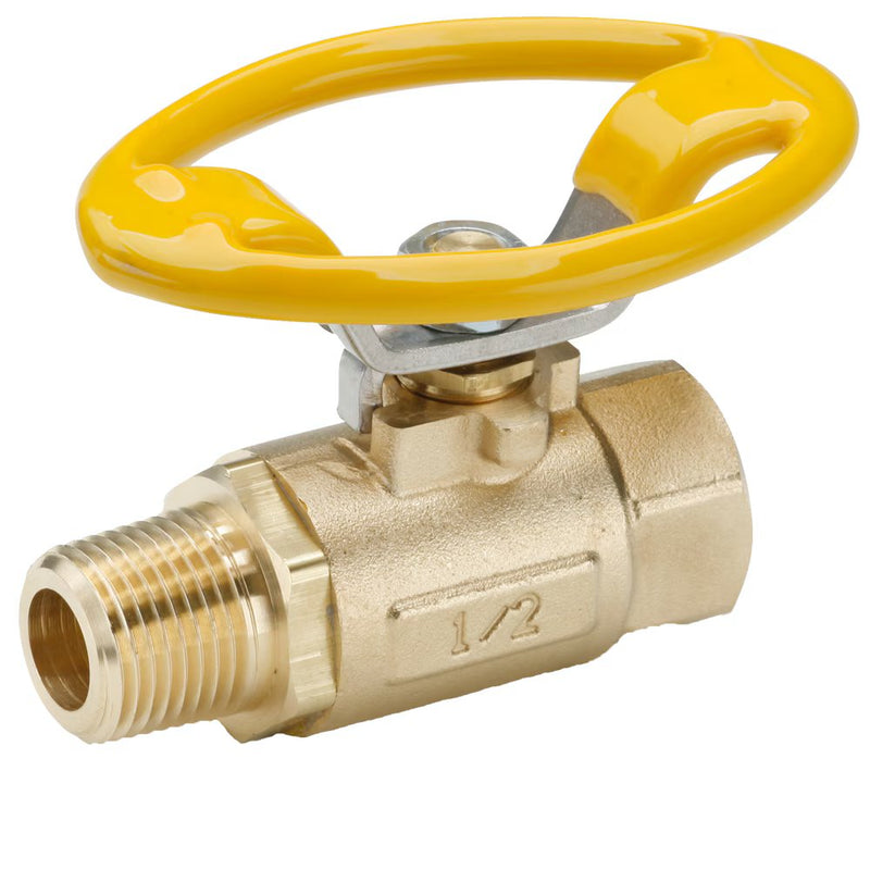 V501P-12-21 by Parker | Ball Valves | 3/4" Female PTF Pipe Thread x 3/4" Male NPTF Pipe Thread | 1-1/4" Hex (B) | 1-5/16" Hex (C) | 3.48" Length | Straight | Brass