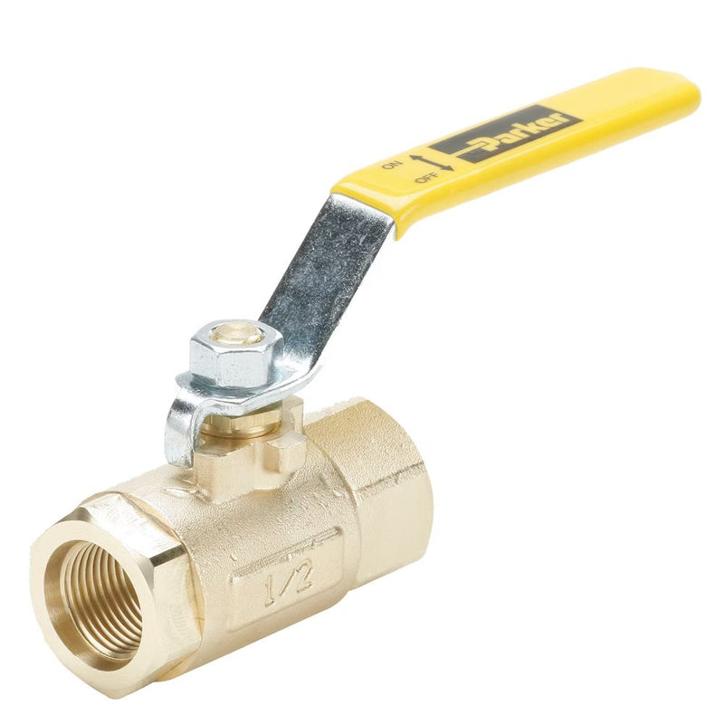 V506P-4 by Parker | Ball Valves | 7/16" Female Thread | 15/16" Hex (B) | 15/16" Hex (C) | 5.01" Length | Straight | Brass | Pack of 10