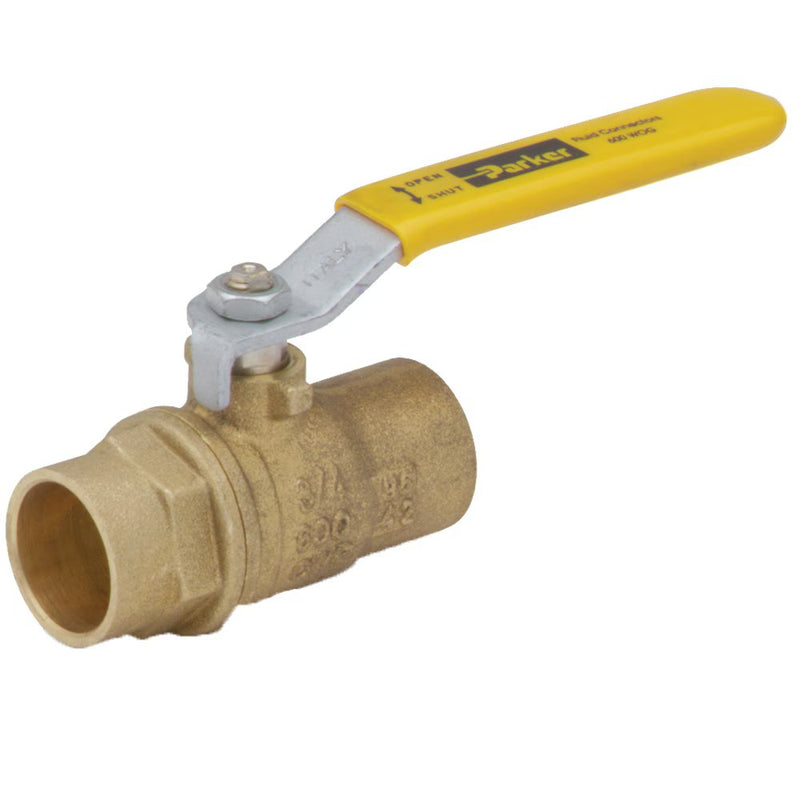 V509P-20 by Parker | Ball Valves | 1-1/4" Solder End | 8.13" Length | Straight | Brass | Pack of 8