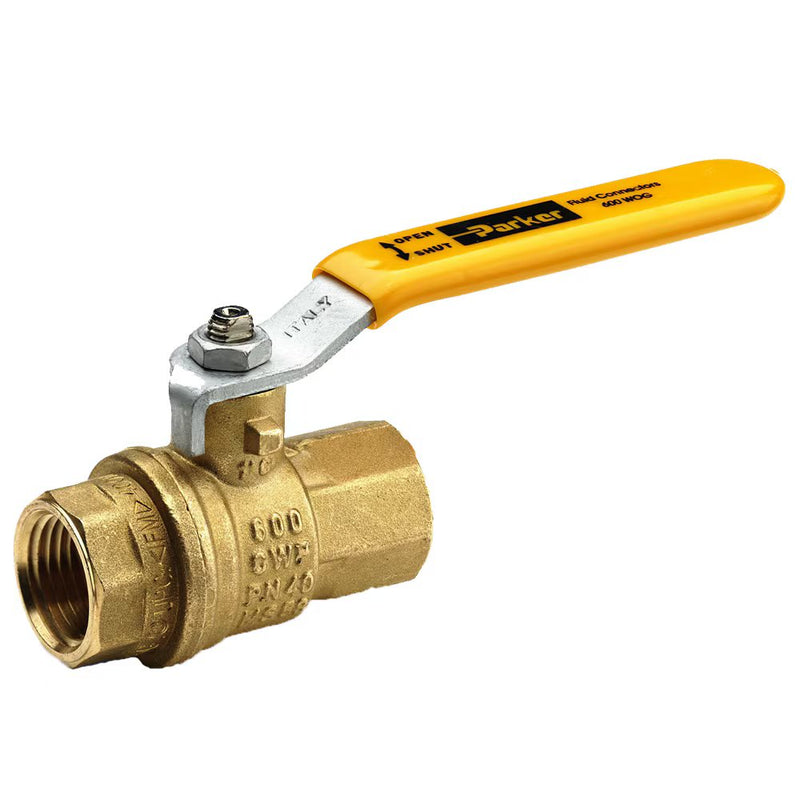 V520P-12 by Parker | Ball Valves | 3/4" Female NPT Pipe Thread | 5.98" Length | Straight | Brass | Pack of 20