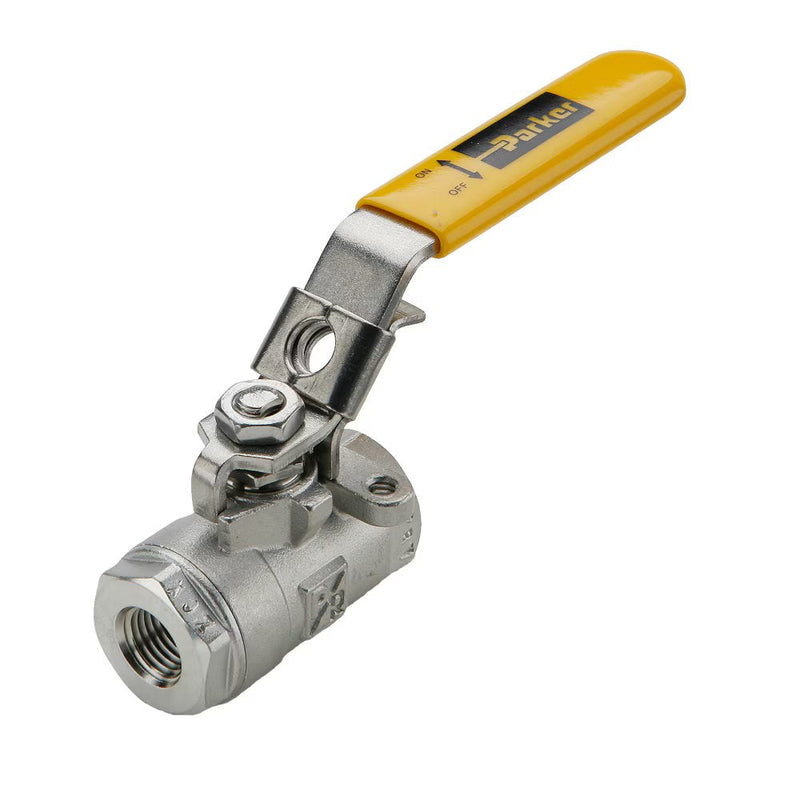 VP502SS-32 by Parker | Ball Valve | 2" Female NPT Thread | 3" Hex (B/C) | 9.70" Length | Straight | Stainless Steel