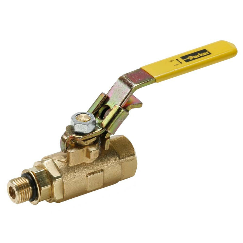 VP510P-10 by Parker | Ball Valves | 7/8" Male-Female Thread | 1-1/4" Hex (B) | 1-5/16" Hex (C) | 6.31" Length | Straight | Brass