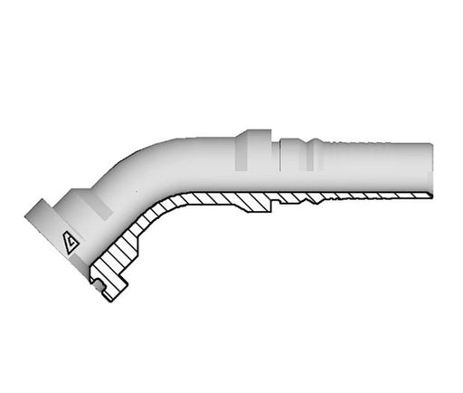 Y-1212-C614 Alfagomma by Kuriyama | Y Series | Two-Piece AlfaCrimp Hydraulic Hose Fitting | SAE J518 | 45° Elbow | -12 Code 61 Flange Interlock x -12 Hose ID | Steel