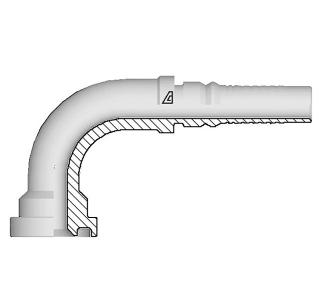 Y-1616-C619 Alfagomma by Kuriyama | Y Series | Two-Piece AlfaCrimp Hydraulic Hose Fitting | SAE J518 | 90° Elbow | -16 Code 61 Flange Interlock x -16 Hose ID | Steel