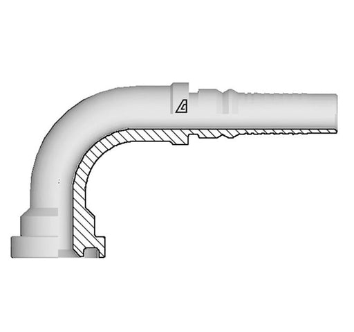 Y-1616-C619 Alfagomma by Kuriyama | Y Series | Two-Piece AlfaCrimp Hydraulic Hose Fitting | SAE J518 | 90° Elbow | -16 Code 61 Flange Interlock x -16 Hose ID | Steel