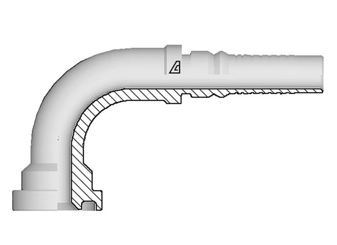 Y-1616-C629 Alfagomma by Kuriyama | Y Series | Two-Piece AlfaCrimp Hydraulic Hose Fitting | SAE J518 | 90° Elbow | -16 Code 62 Flange Interlock x -16 Hose ID | Steel