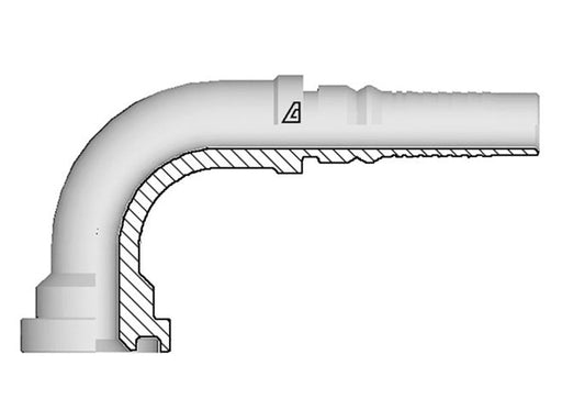 Y-2020-C629 Alfagomma by Kuriyama | Y Series | Two-Piece AlfaCrimp Hydraulic Hose Fitting | SAE J518 | 90° Elbow | -20 Code 62 Flange Interlock x -20 Hose ID | Steel