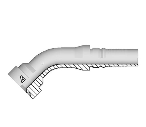 Y-1616-CFL4 Alfagomma by Kuriyama | Y Series | Two-Piece AlfaCrimp Hydraulic Hose Fitting | 45° Elbow | -16 CAT Flange Interlock x -16 Hose ID | 6000 PSI | Steel