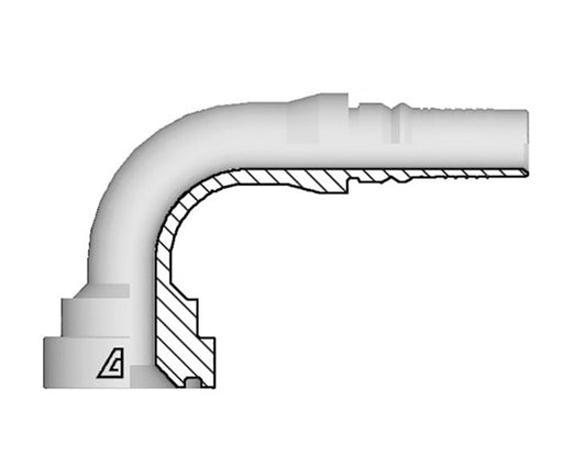 Y-2020-CFL9 Alfagomma by Kuriyama | Y Series | Two-Piece AlfaCrimp Hydraulic Hose Fitting | 90° Elbow | -20 CAT Flange Interlock  x -20 Hose ID | 6000 PSI | Steel