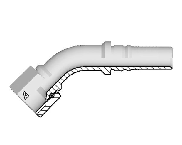 Y-1616-FBO4 Alfagomma by Kuriyama | Y Series | Two-Piece AlfaCrimp Hydraulic Hose Fitting | 45° Elbow | -16 Female BSP Swivel 60° Cone Interlock  x -16 Hose ID | Steel