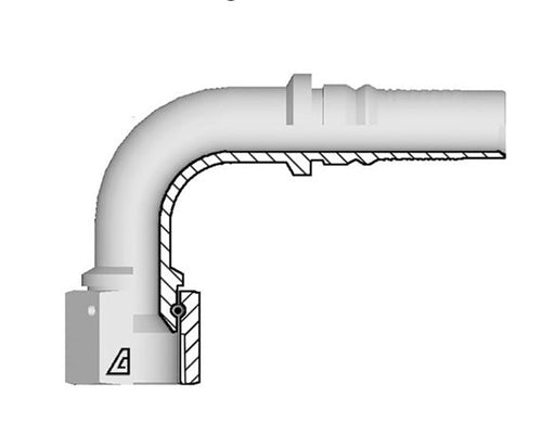 Y-2020-FJ9M Alfagomma by Kuriyama | Y Series | Two-Piece AlfaCrimp Hydraulic Hose Fitting | 90° Elbow | -20 Female JIC 37° Swivel Seat Interlock x -20 Hose ID | Steel