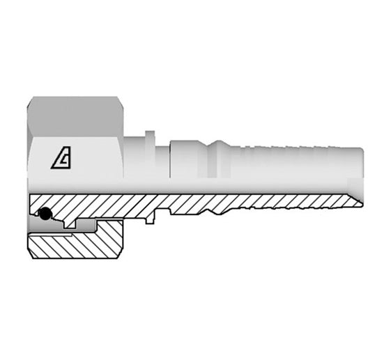 Y-2052-FMOH Alfagomma by Kuriyama | Y Series | Two-Piece AlfaCrimp Hydraulic Hose Fitting | DIN 3865 Heavy | M52 Female Metric O-Ring Swivel Interlock x -20 Hose ID | Steel