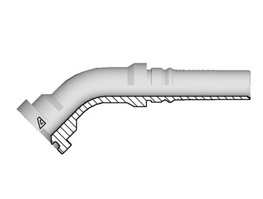 Z-3232-C624 Alfagomma by Kuriyama | Z Series | Two-Piece Hydraulic Hose Fitting | SAE J518 | 45° Elbow | -32 Hose ID x -32 Code 62 O-Ring Flange Interlock | Steel