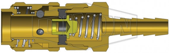 2AS2-B by Dixon Valve | Pneumatic Quick Disconnect Coupling | A-Series | Hose Barb | 1/4" Hose ID x 1/4" Body Size | Compact Socket | Nitrile Seal | Brass
