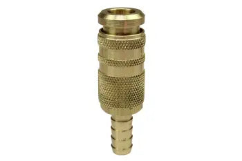 15C90B4H by Coilhose | CoilFlow™ Automatic Industrial & Acme Interchange | Six Ball Combo Coupler | 1/4" Body Size | 1/4" Hose Barb | Straight | Brass (Type 15)