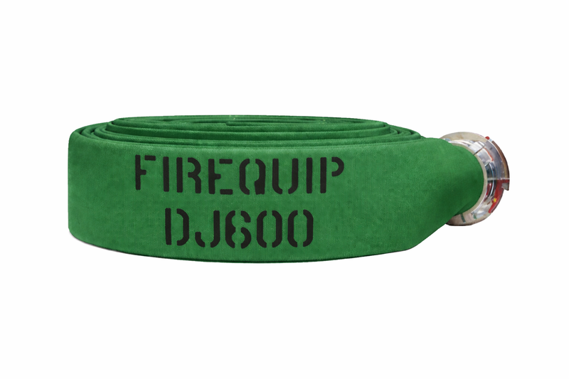 DJ40x100G40S by Snap-Tite | DJ600 Series | Double Jacket Polyester Fire Hose Assembly with EPDM Liner | 4" Hose I.D. with 4" Storzs | 300 PSI | Green | 100ft Length