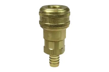 128A by Coilhose | Coilflow™ Automatic Industrial Interchange Coupler | 1/2" Body Size | 1/2" Hose Barb | Straight | Brass (Type 12)