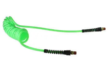 PU316-15B-G by Coilhose | Flexcoil Air Hose | 3/16" Hose ID x 5/16" Hose OD | 1/4" Male NPT Swivel Strain Relief Fittings | Green | Polyurethane | 15ft