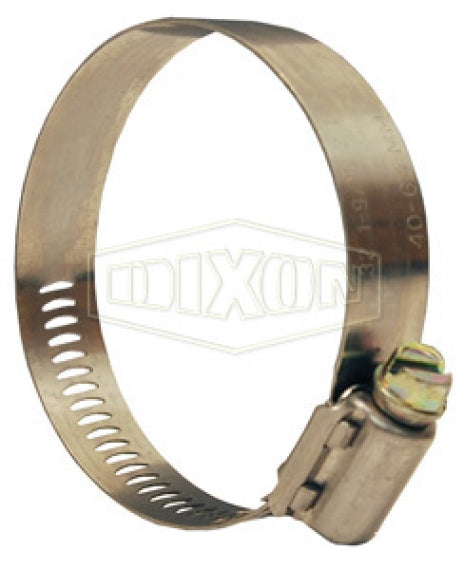 10048 by Dixon Valve | Style 100 | Aero-Seal® Worm Gear Clamp | 9/16" Band Width | Hose OD Range: from 2-9/16" to 3-1/2" | 300 Stainless Steel Band | Plated Carbon Steel Screw