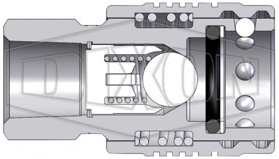 4AGOF4-PV-PS by Dixon Valve | Hydraulic Quick Disconnect Coupling | AG-Series | 1/2" Female ORB x 1/2" Agricultural Interchange Push-Pull Ball Valve | Socket | Nitrile Seal | Steel