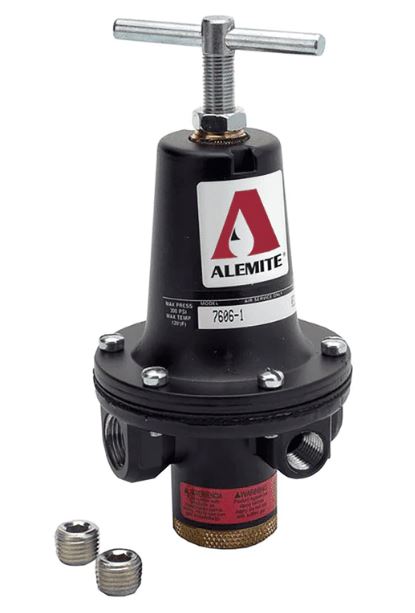 7606-1 by Alemite | Regulator | Max inlet Pressure: 300 PSI | Max Regulated Pressure: 125 PSI | Inlet/Outlet: 3/8" Female NPTF