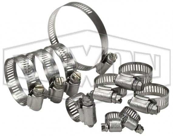 MGC-10PC by Dixon Valve | Assorted Worm Gear Clamps | Bag of 10 | Includes 2 Micro-Gear® Size 4 / 1 Hy-Gear® Size 6 / 3 Hy-Gear® Size 12 / 3 Hy-Gear® Size 20 / 1 Hy-Gear® Size 36 | Stainless Steel