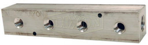 AMF43 by Dixon Valve | Pneumatic Bar Manifold | 1/2" Female NPT Inlet | 3/8" Female NPT Outlets (4) | Aluminum
