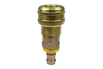 128AL by Coilhose | Coilflow™ Automatic Industrial Interchange Coupler | 1/2" Body Size | 1/2" Lock-on Hose Barb | Straight | Brass (Type 12)