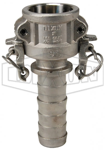 RC100BL by Dixon Valve | Boss-Lock Cam & Groove Coupler | Type C | 1" Coupler x 1" Hose Shank | 316 Stainless Steel