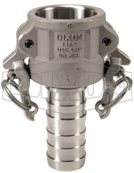 RC125BL by Dixon Valve | Boss-Lock Cam & Groove Coupler | Type C | 1-1/4" Coupler x 1-1/4" Hose Shank | 316 Stainless Steel