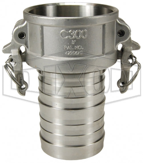 RC300BL by Dixon Valve | Boss-Lock Cam & Groove Coupler | Type C | 3" Coupler x 3" Hose Shank | 316 Stainless Steel