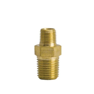 B-379-0604 Breco by Foster | Reducing Hex Nipple | 3/8" Male NPTF Thread x 1/4" Male NPTF Thread | Straight | Brass