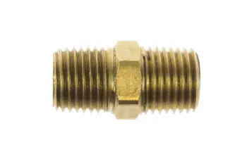 H0402 by Coilhose | Pipe Fitting | Hex Reducer Nipple | 1/4" Male NPT Thread x 1/8" Male NPT Thread | Brass