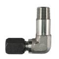 C2501-L-04-02-SS by Brennan Inc. | -04 Bite Type x -02 Male Pipe | 90° Elbow | Long | Stainless Steel