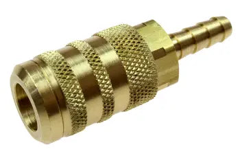 15X4H by Coilhose | CoilFlow™ Six Ball Industrial Interchange Coupler | Manual | 1/4" Body Size | 1/4" Hose Barb | Straight | Brass (Type 15)