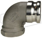 300A-90SS by Dixon Valve | Cam & Groove Adapter | 90° Elbow | Type A | 3" Adapter x 3" Female NPT | 316 Stainless Steel