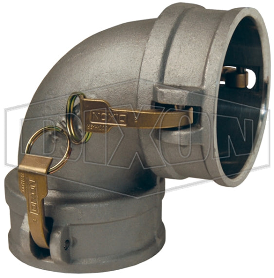 200DD-90AL by Dixon Valve | Cam & Groove Spool Coupler | 90° Elbow | Type DD | 2" Coupler x 2" Coupler | Aluminum