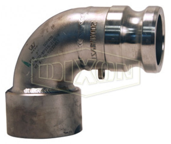 200A-90SS by Dixon Valve | Cam & Groove Adapter | 90° Elbow | Type A | 2" Adapter x 2" Female NPT | 316 Stainless Steel