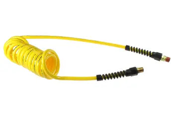 PU14-10A-Y by Coilhose | Flexcoil Air Hose | 1/4" Hose ID x 3/8" Hose OD | 1/4" Male NPT Swivel & Rigid Strain Relief Fittings | Yellow | Polyurethane | 10ft