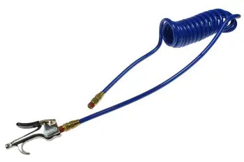 600-PR532-10B-B by Coilhose | Flexcoil Air Hose with 600-S Blow Gun | 5/32" Hose ID x 1/4" Hose OD | 1/4" Male NPT Swivel Fittings | Blue | Polyurethane | 10ft