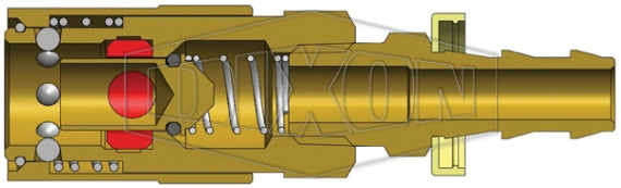 2CMB2-B by Dixon Valve | Hydraulic Quick Disconnect Coupling | CM-Series | Push-Loc Hose Barb | 1/4" Hose ID x 1/4" Industrial Mold Interchange | Socket | Valved | Silicone Seal | Brass