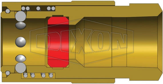 3CMF2-B-E by Dixon Valve | Hydraulic Quick Disconnect Coupling | CM-Series | 1/4" Female NPTF x 3/8" Industrial Mold Interchange | Socket | Unvalved | Silicone Seal | Brass