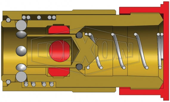 3CMF2-B by Dixon Valve | Hydraulic Quick Disconnect Coupling | CM-Series | 1/4" Female NPTF x 3/8" Industrial Mold Interchange | Socket | Valved | Silicone Seal | Brass