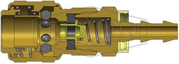 2DB3-B by Dixon Valve | Pneumatic Quick Disconnect Coupling | D-Series | Push-Loc Hose Barb | 3/8" Hose ID x 1/4" Automatic Industrial Interchange | Socket | Nitrile Seal | Brass