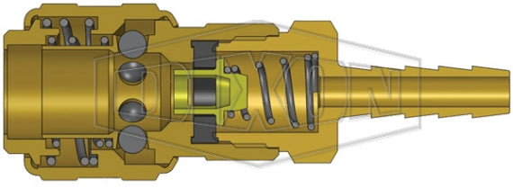 2DS3-B by Dixon Valve | Pneumatic Quick Disconnect Coupling | D-Series | Hose Barb | 3/8" Hose ID x 1/4" Automatic Industrial Interchange | Socket | Nitrile Seal | Brass