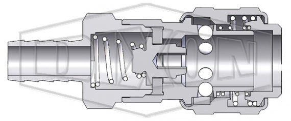 3DS3-S by Dixon Valve | Pneumatic Quick Disconnect Coupling | D-Series | Hose Barb | 3/8" Hose ID x 3/8" Automatic Industrial Interchange | Socket | Nitrile Seal | 303 Stainless Steel